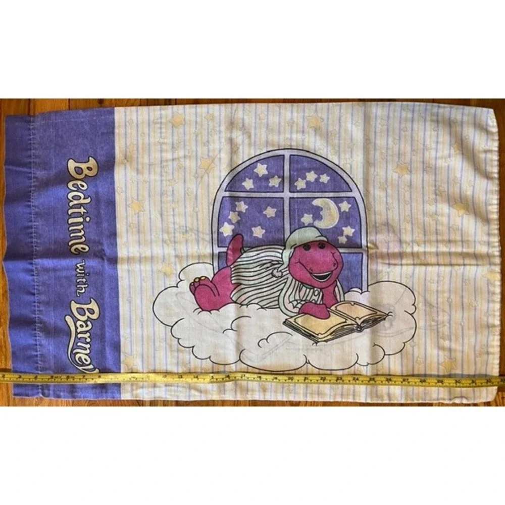 Vintage 1994 Bedtime‎ with Barney pillowcase Bibb company